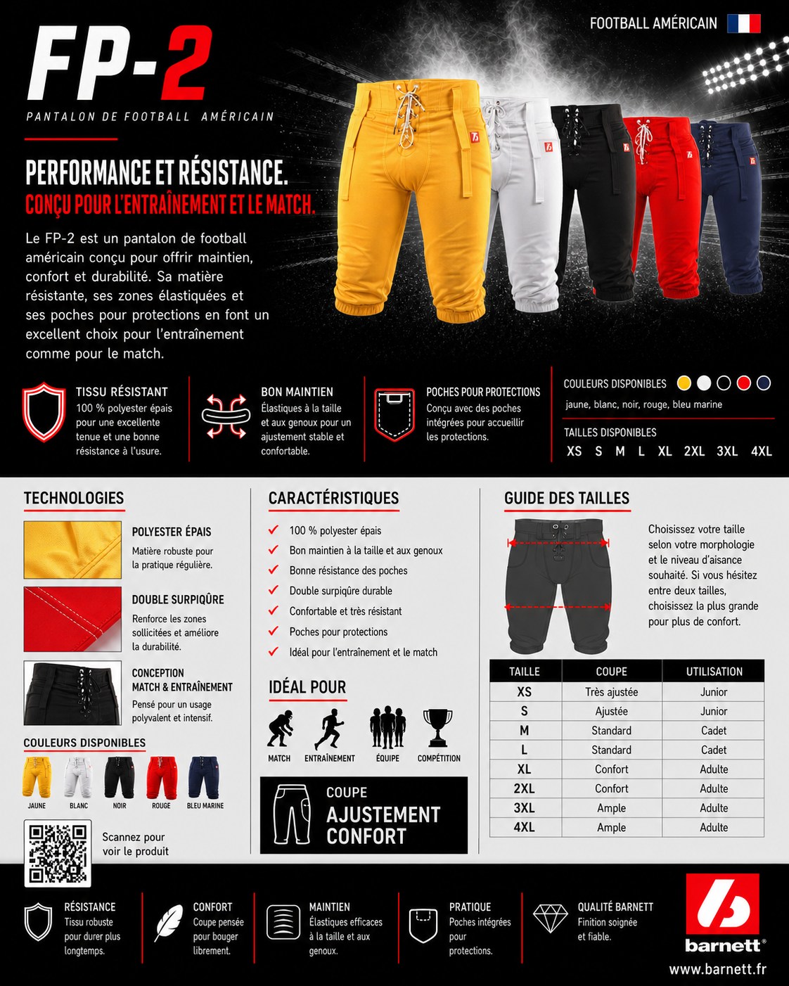 FP-2 Pantalon de football américain, match