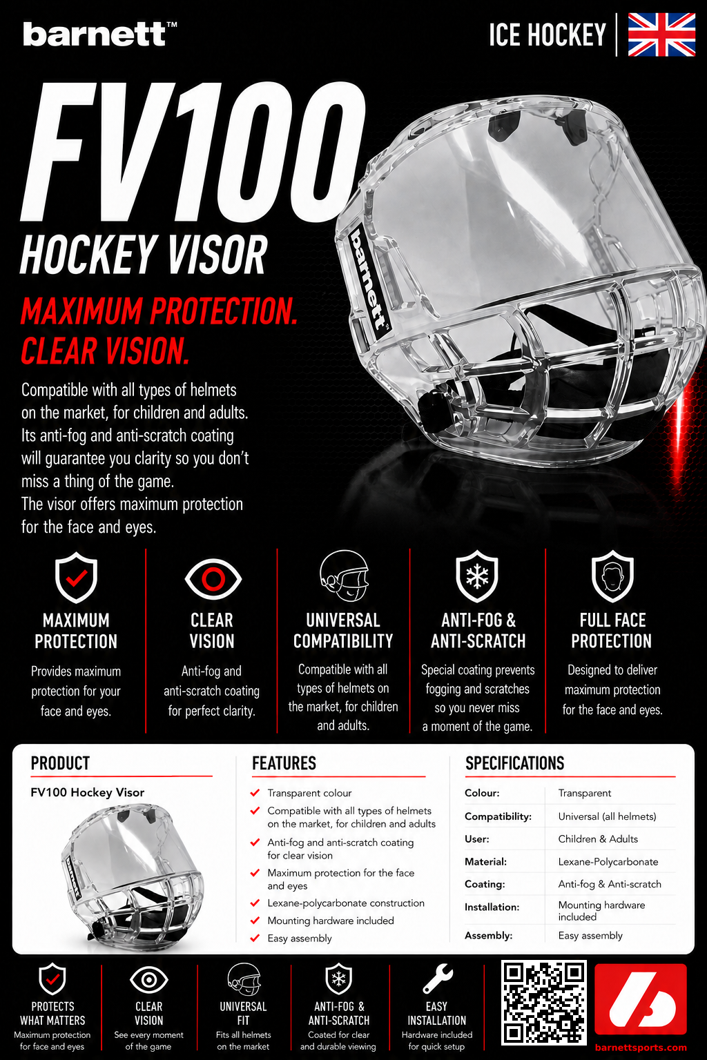 Visera de hockey FV100