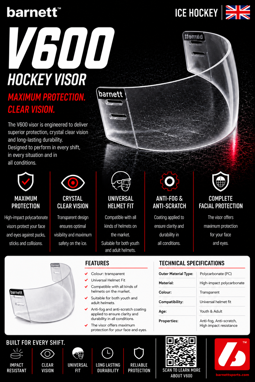 Hokejski vizir V600