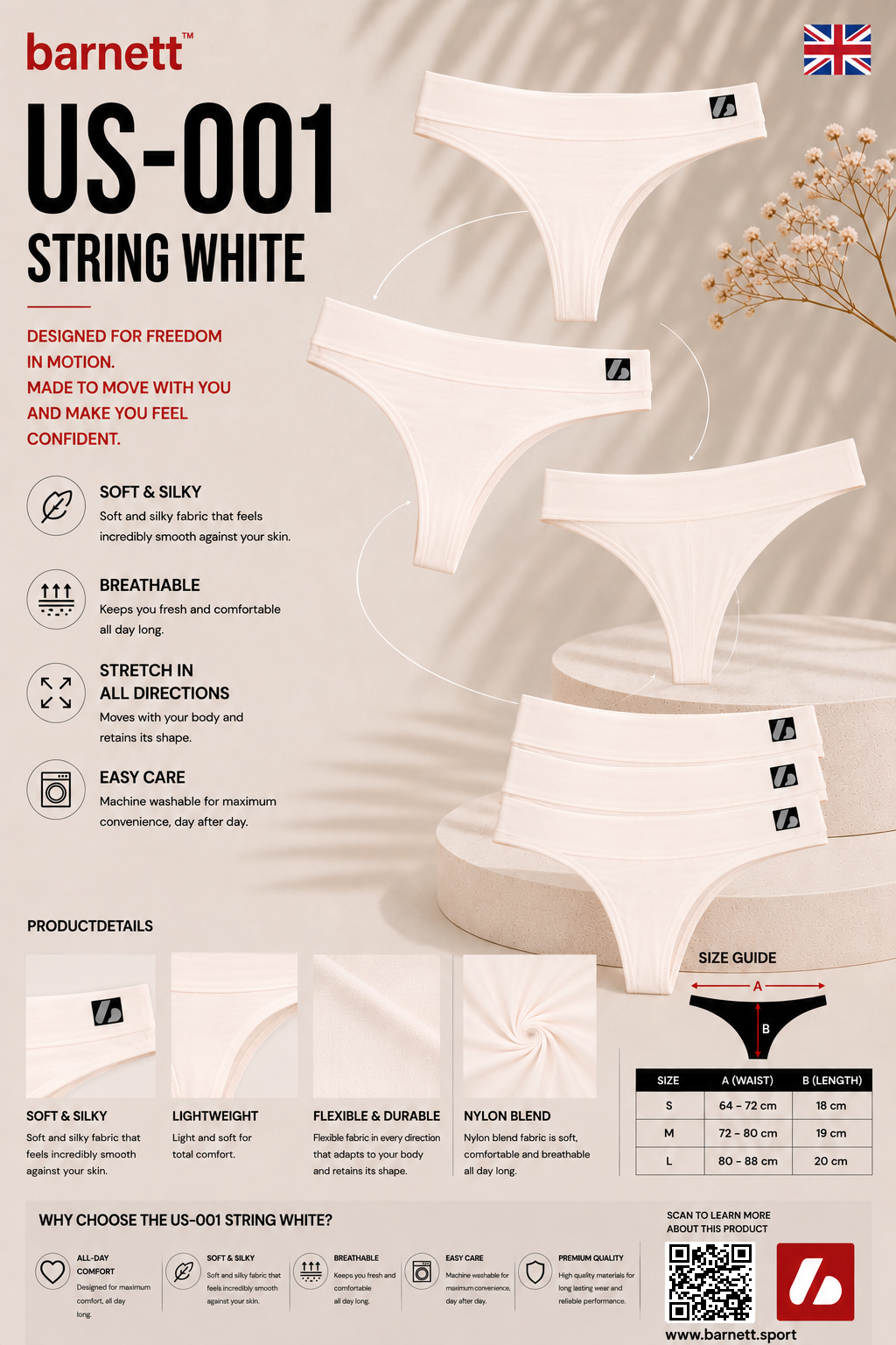 US-001 Weißer Stringtanga (3er-Pack)