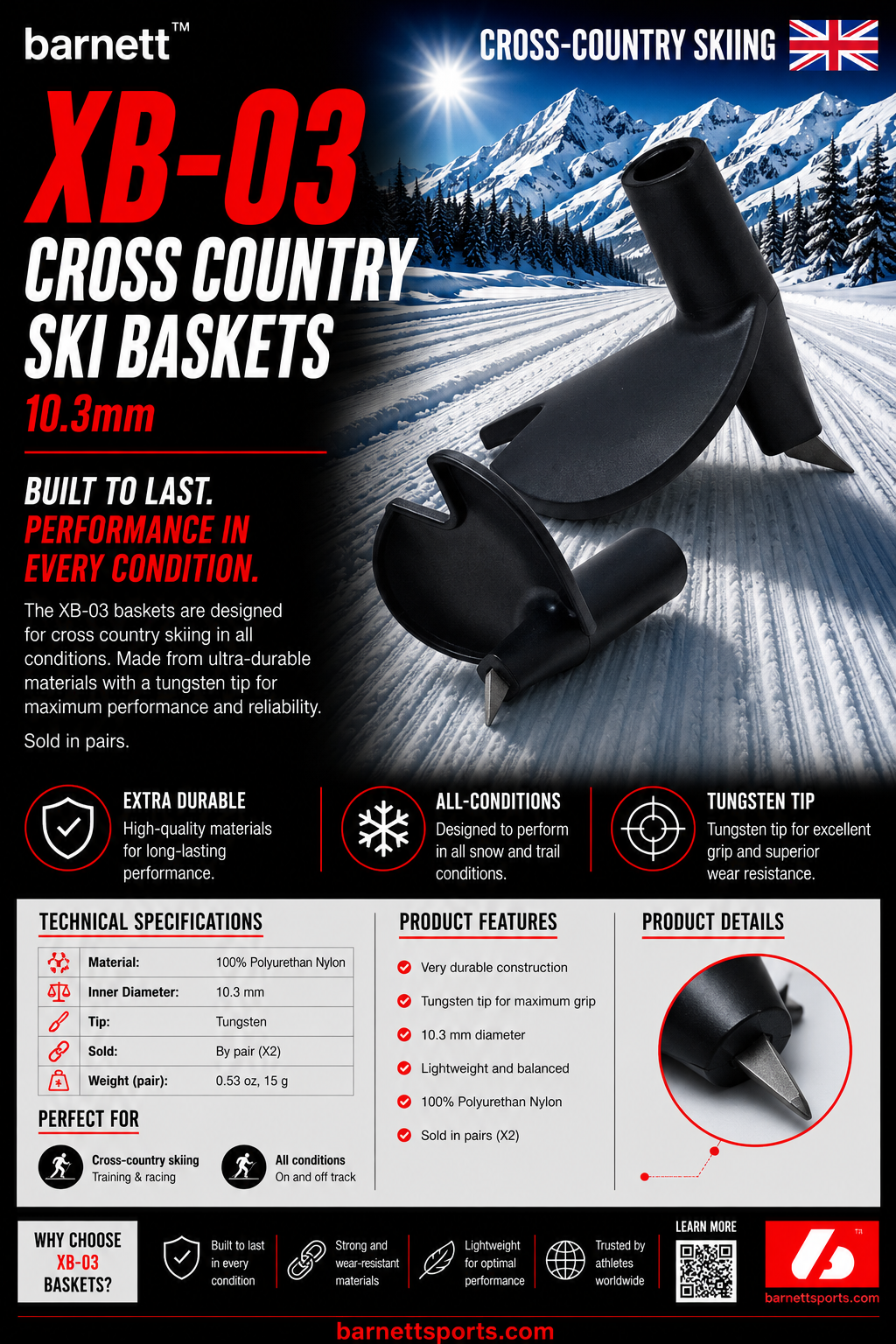 XB-03 Rotelle per sci di fondo, resistenti, 10 mm