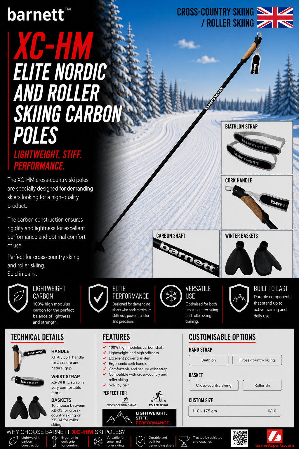XC-HM Bâtons 100% carbone haut module
