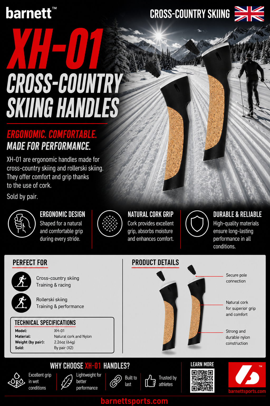 XH-01 poignées de ski de fond (X2)