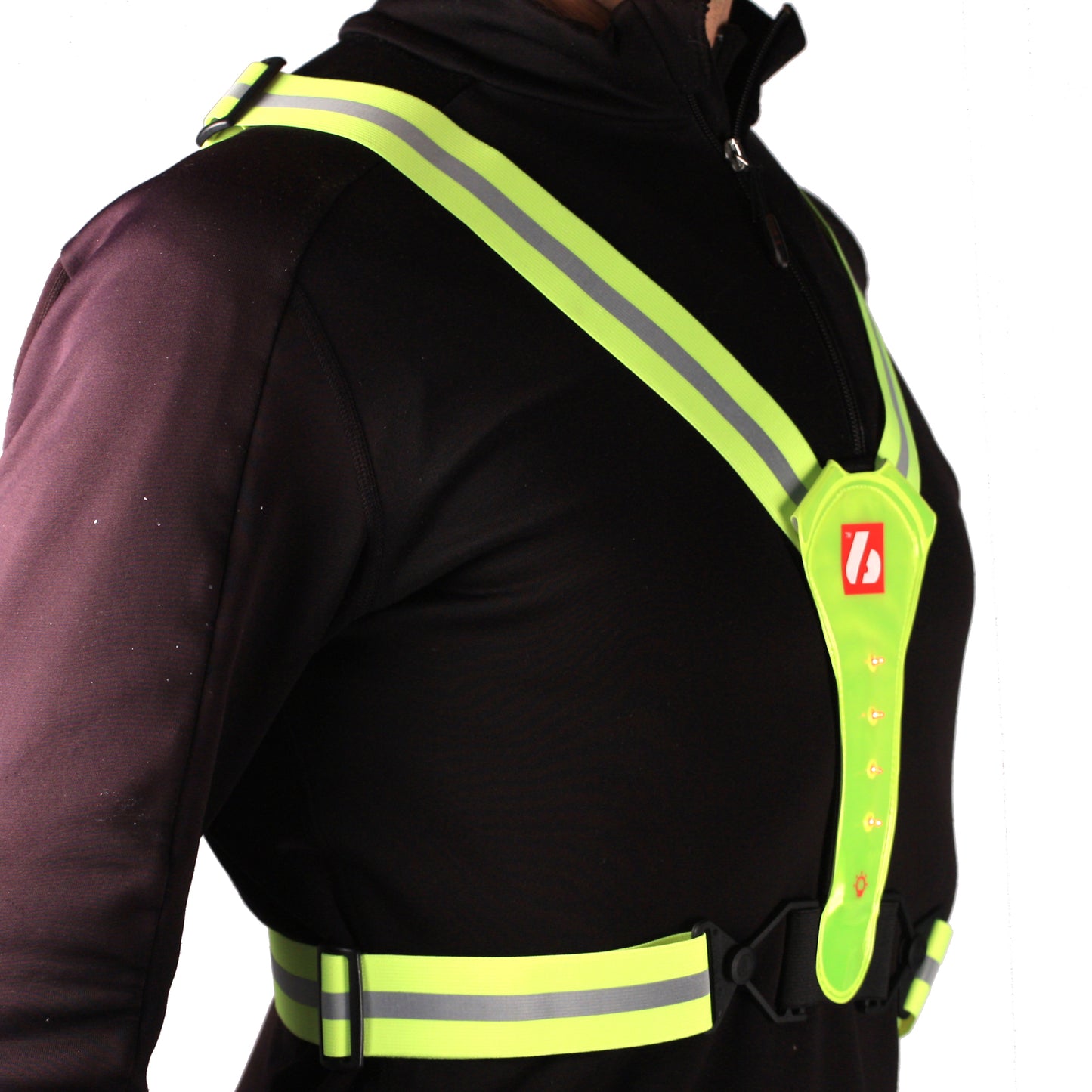 LW-1 Fluo Yellow Jacke mit LED und Reflexstreifen (Ski – Running – Rollerski – Bike)