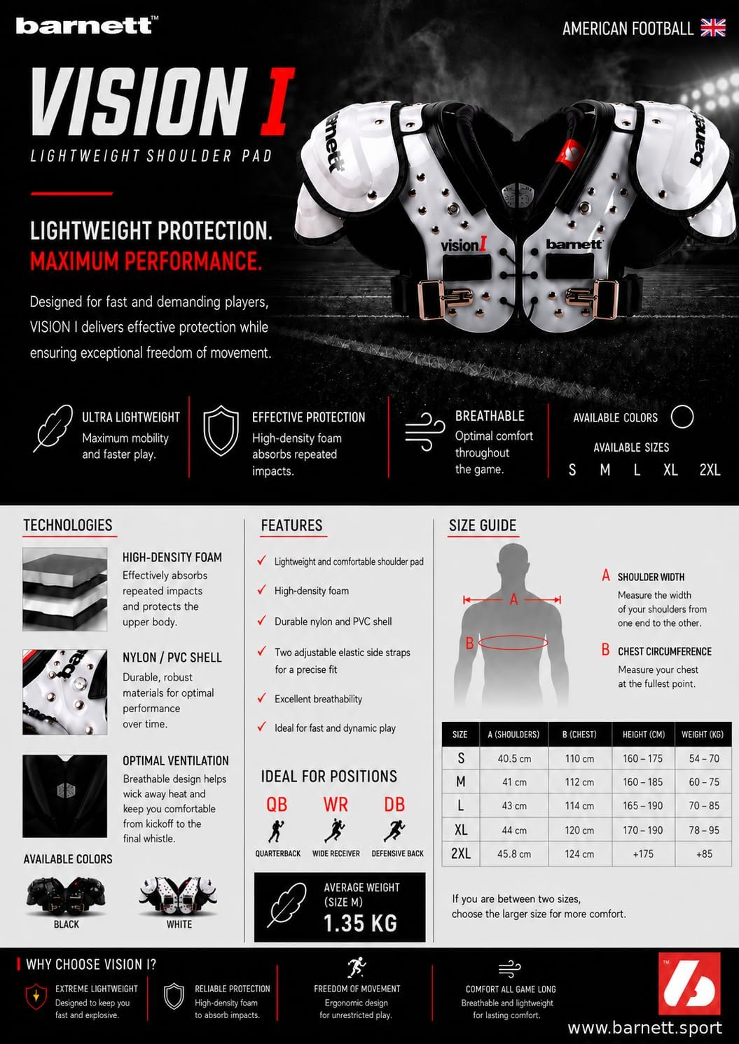 VISION I épaulière de football américain light