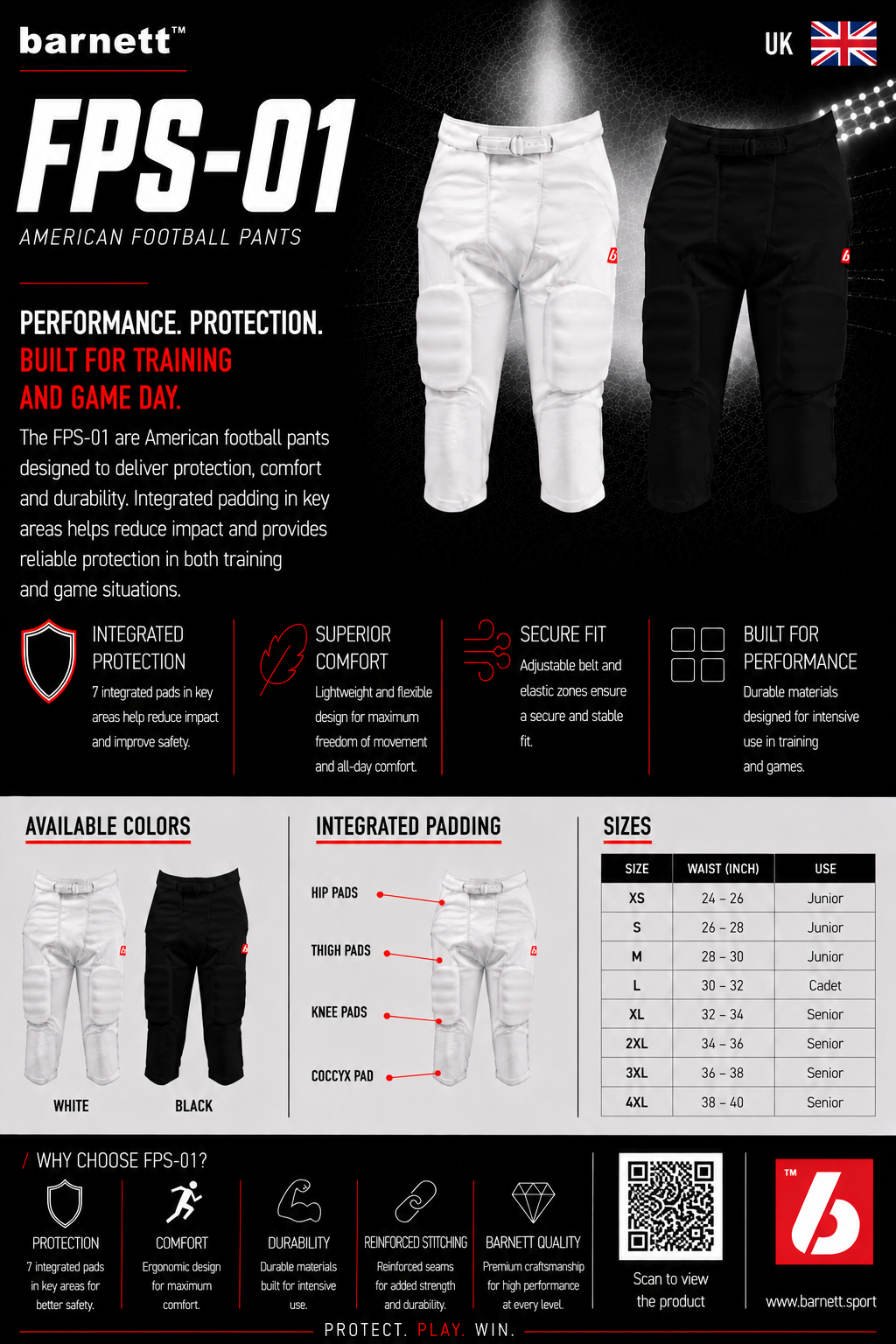 FPS-01 pantalon avec protections intégrées, 7 pads