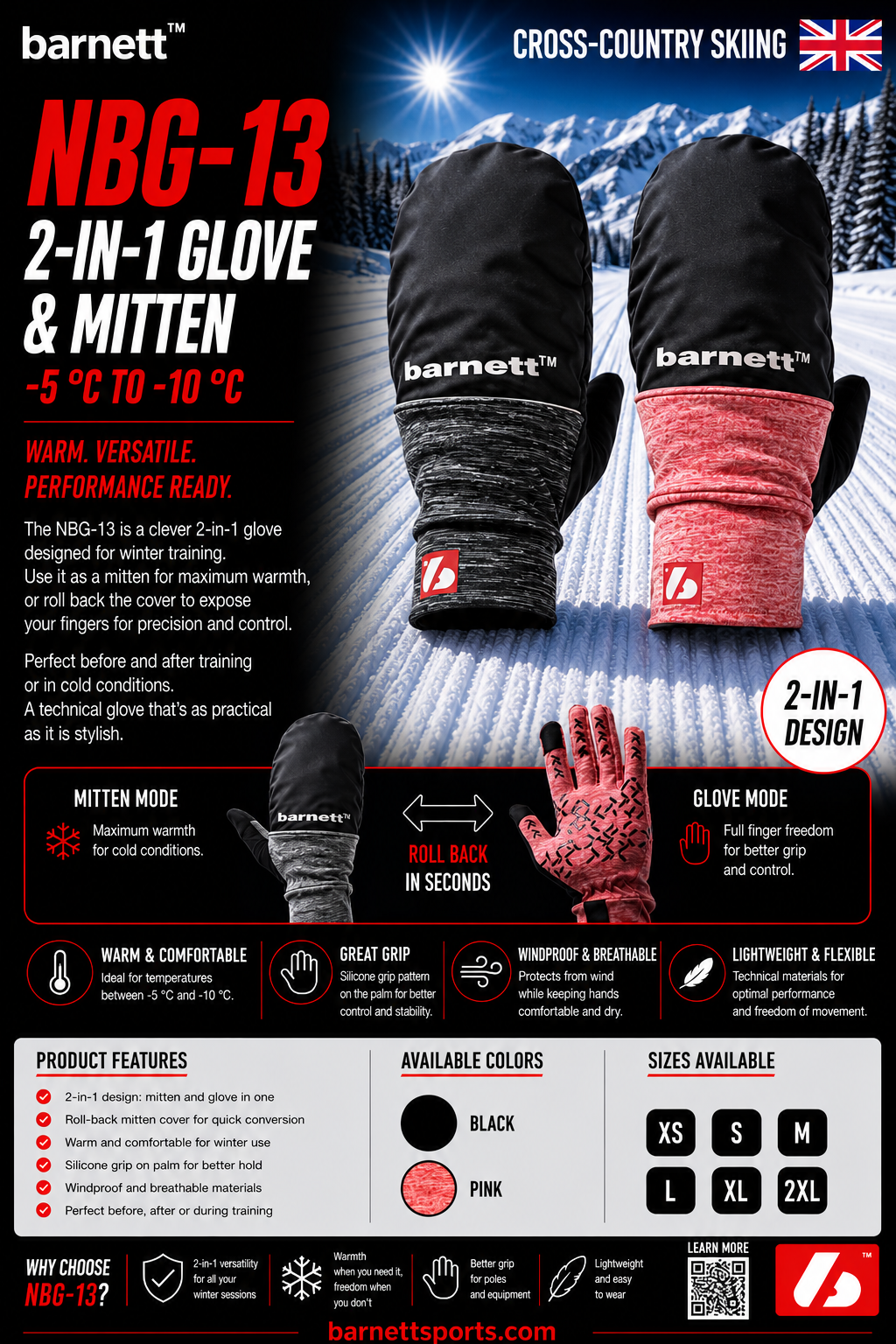 NBG-13 gant moufle hiver et ski  -5° a -10°