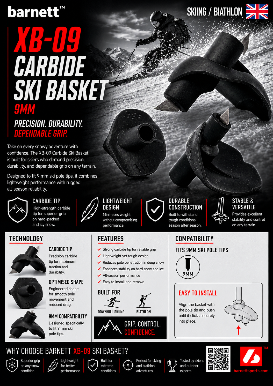 Cestello portasci in carburo XB-09 da 9 mm