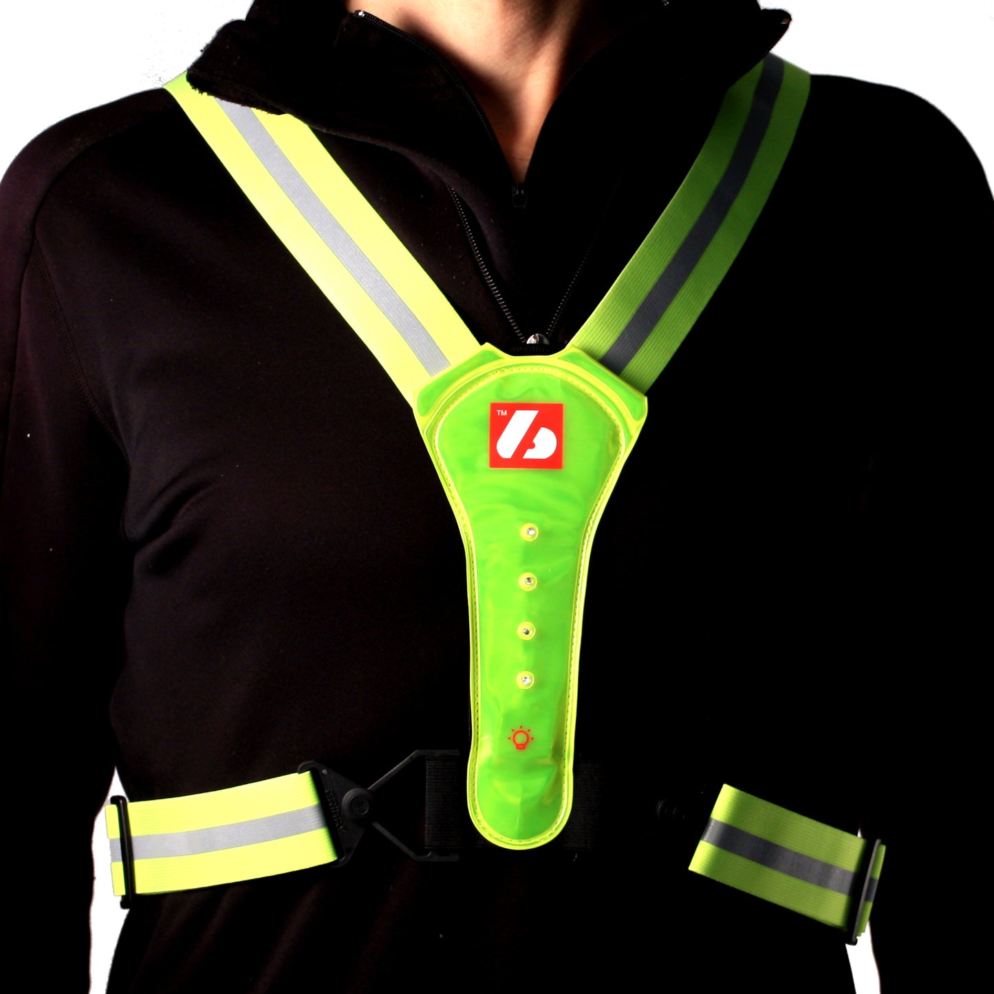 LW-1 Fluo Yellow Jacke mit LED und Reflexstreifen (Ski – Running – Rollerski – Bike)