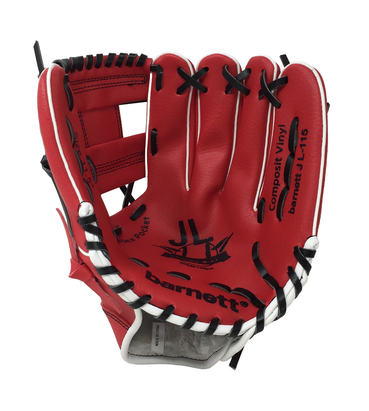 JL-115 – Baseballhandschuh, Außenfeld, Polyurethan, Größe 11,5", ROT