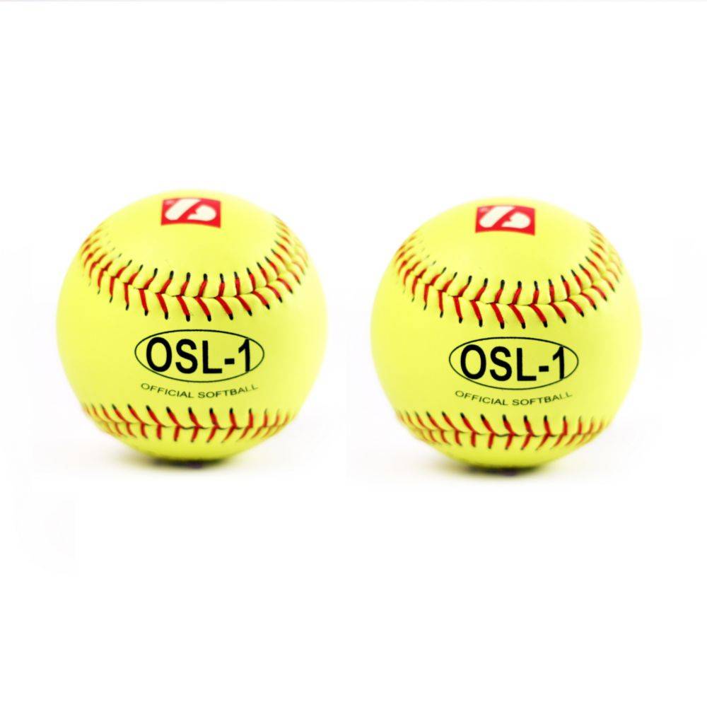 Palla da softball da competizione OSL-1, 12", gialla, 2 pezzi