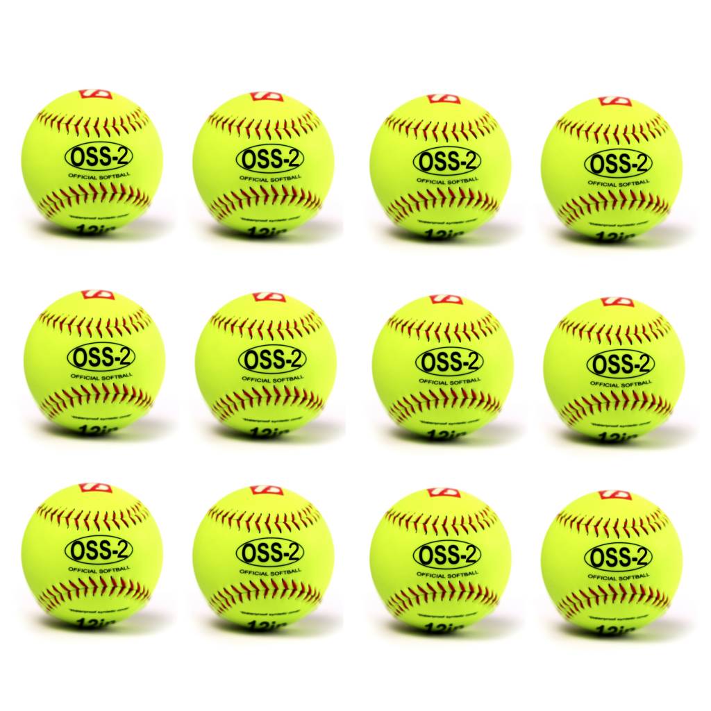 Palla da softball per principianti OSS-2 da 12", gialla, 1 dozzina